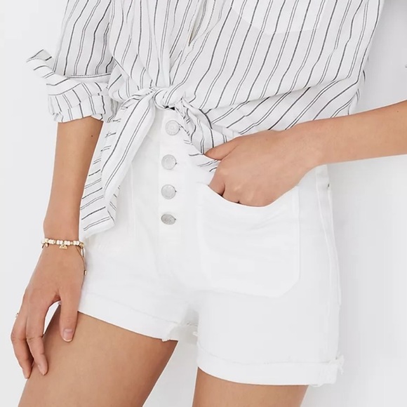 Madewell Pants - Madewell High Rise Denim Boyshorts in Tile White Size 28